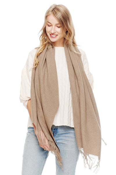 Hana - Soft Cashmere Solid Color Scarf: Heather Gray