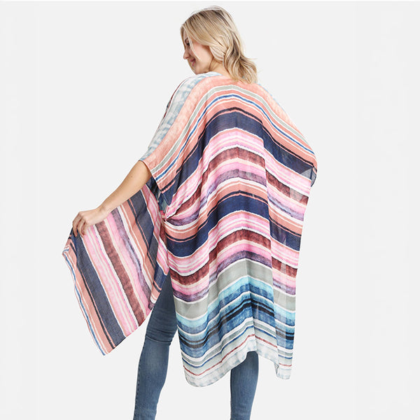 Hana - Stripe Multi Color Pattern Summer Kimono Cover Up