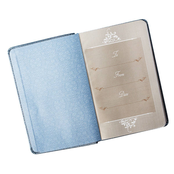 Christian Art Gifts - Devotional for Mr. & Mrs. Blue Faux Leather