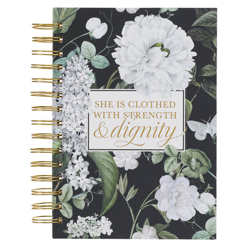 Christian Art Gifts - Clothed w/Strength & Dignity Wirebound Journal - Prov. 31:25