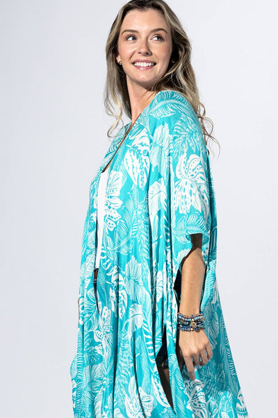 Urbanista - Aqua Palm-Leaf Kimono