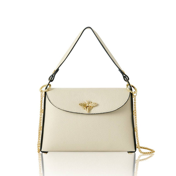 MONTTE DI JINNE - Italian Handmade Leather Top Handle Bag with Bee Emblem