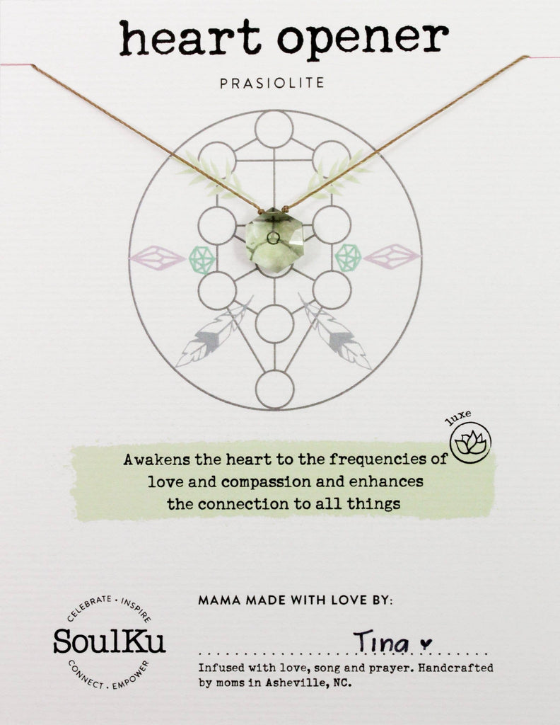 SoulKu - Prasiolite Sacred Geometry Necklace Heart Opener SCRD09