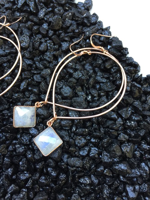Quinn Sharp Jewelry Designs - Rose Gold Inverted Teardrop Hoops