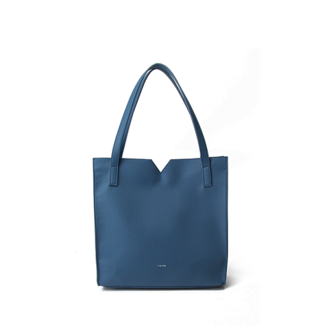 Alicia - Recycled Vegan Tote Bag II - Muted Blue Pebbled: OS / Muted Blue Pebbled