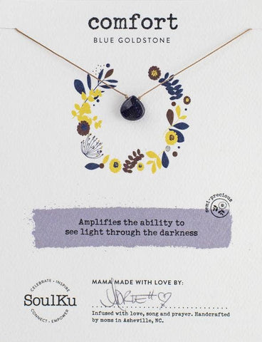 SoulKu - Blue Goldstone Soul-Full of Light Necklace Comfort - SFOL22