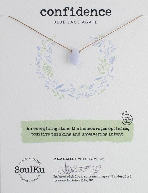 SoulKu - Blue Lace Agate Luxe Necklace for Confidence - OLOVE01