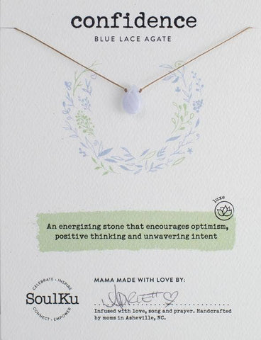 SoulKu - Blue Lace Agate Luxe Necklace for Confidence - OLOVE01