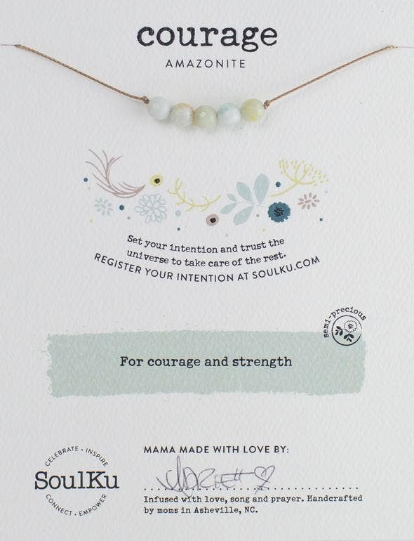 SoulKu - Amazonite Intention Necklace for Courage - IN01