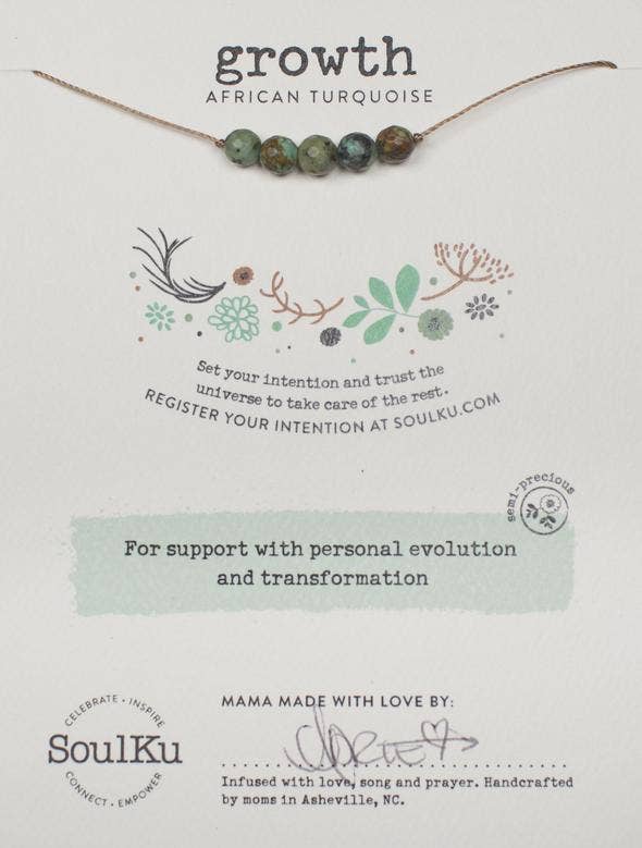 SoulKu - African Turquoise Intention Necklace for Growth - IN13