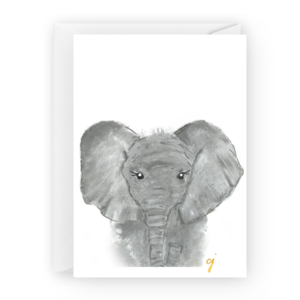 claire jordan designs - 5" x 7" Elephant animal collegiate Greeting Card art