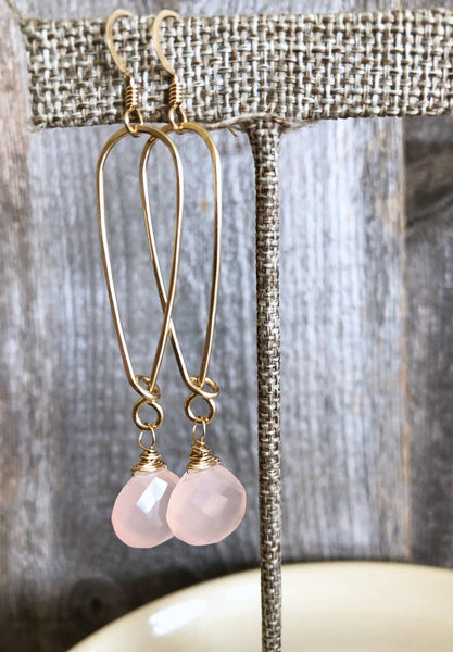 Quinn Sharp Jewelry Designs - Long Inverted Teardrop with Pink Chalcedony