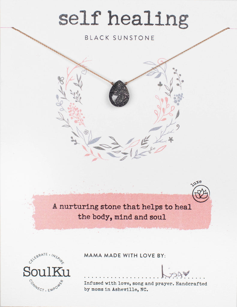 SoulKu - Black Sunstone Luxe Necklace for Self Healing - OLOVE20