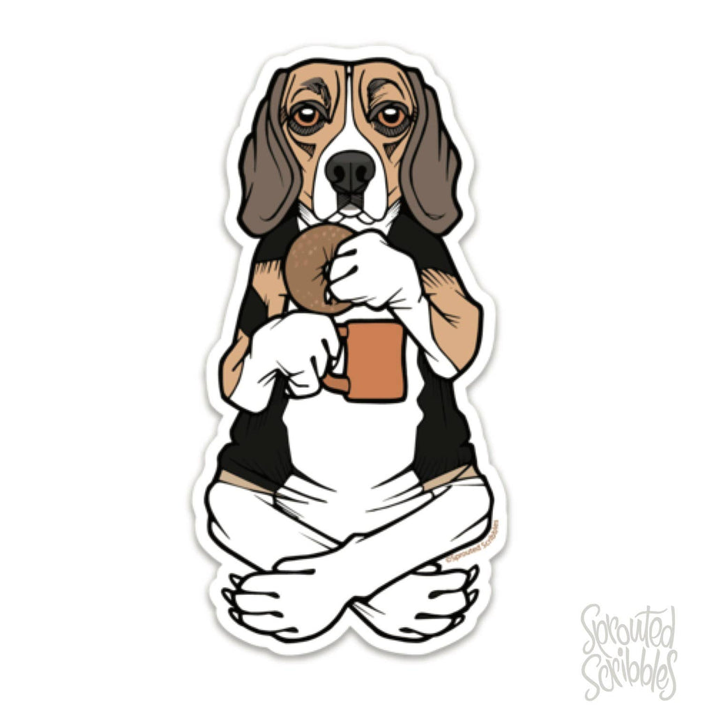Sprouted Scribbles - Bagel Beagle Dog Sticker - Coffee Cute Animal Funny