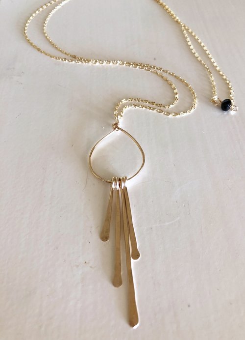 Quinn Sharp Jewelry Designs - Long Chain Necklace With Hammered Spike Cluster