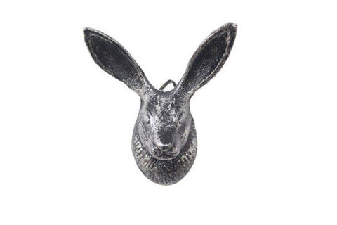 Decorative Rabbit Hook Rustic Silver Cast Iron  5"