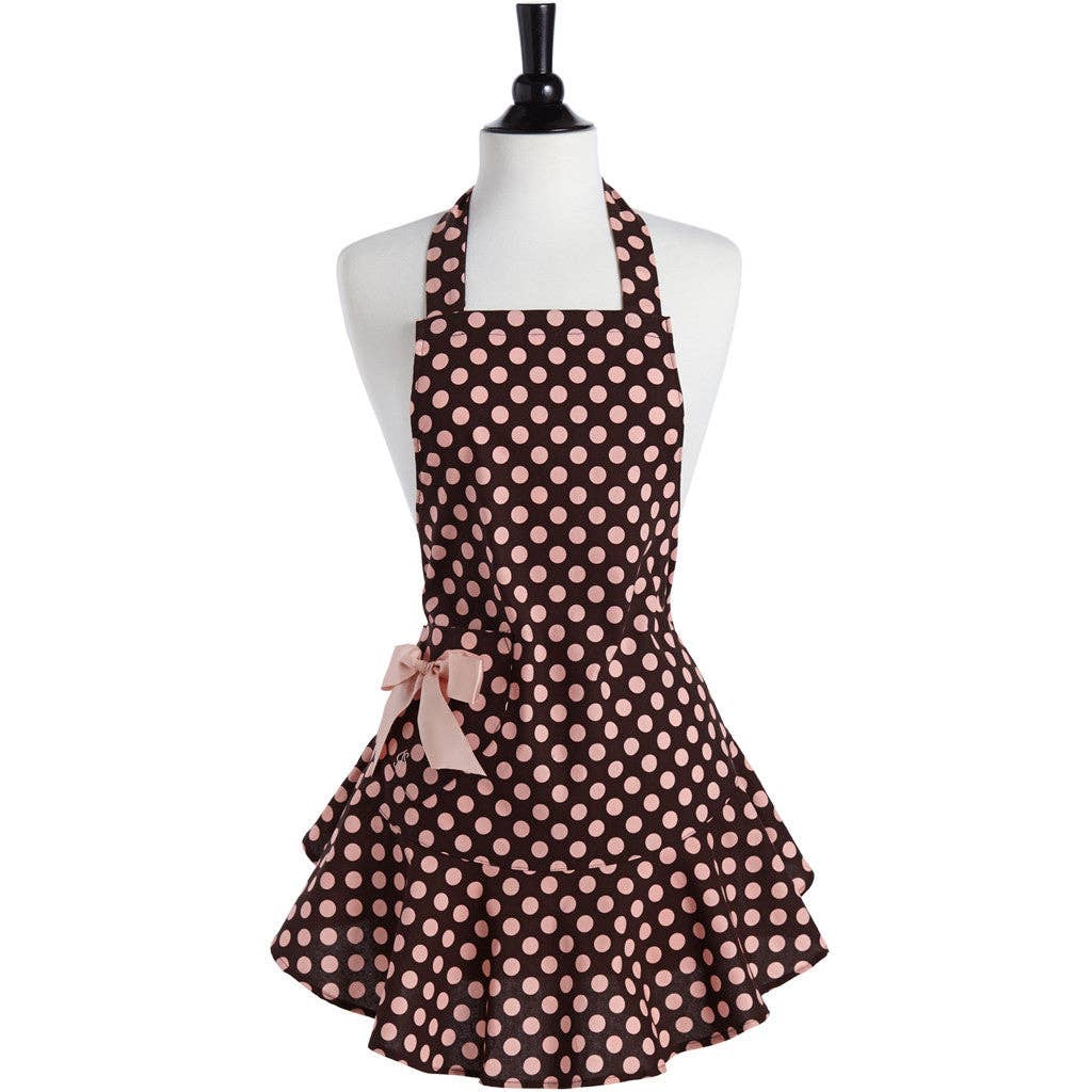 Jessie Steele - Brown and Pink Polka Dot Josephine Apron