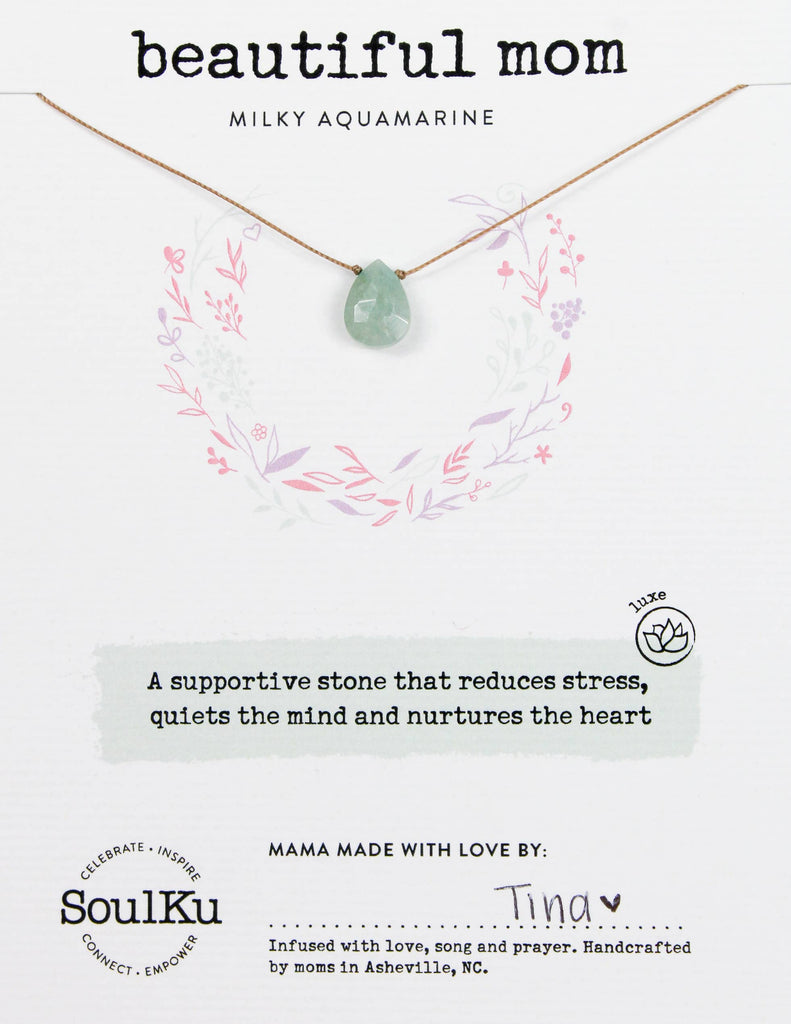 SoulKu - Milky Aquamarine Luxe Necklace for Beautiful Mom - OLOVE22