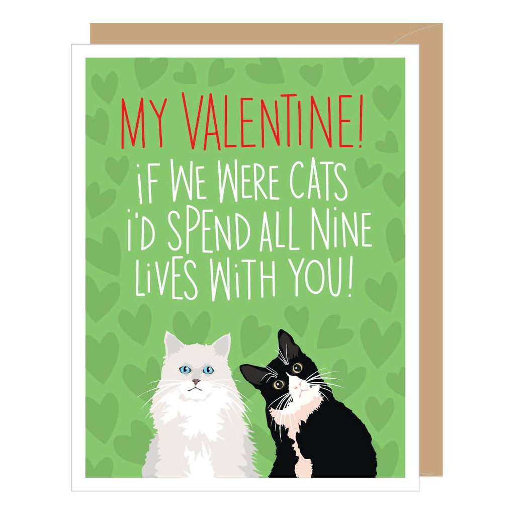 Apartment 2 Cards - Two Cats Nine Lives Valentine's Day Card