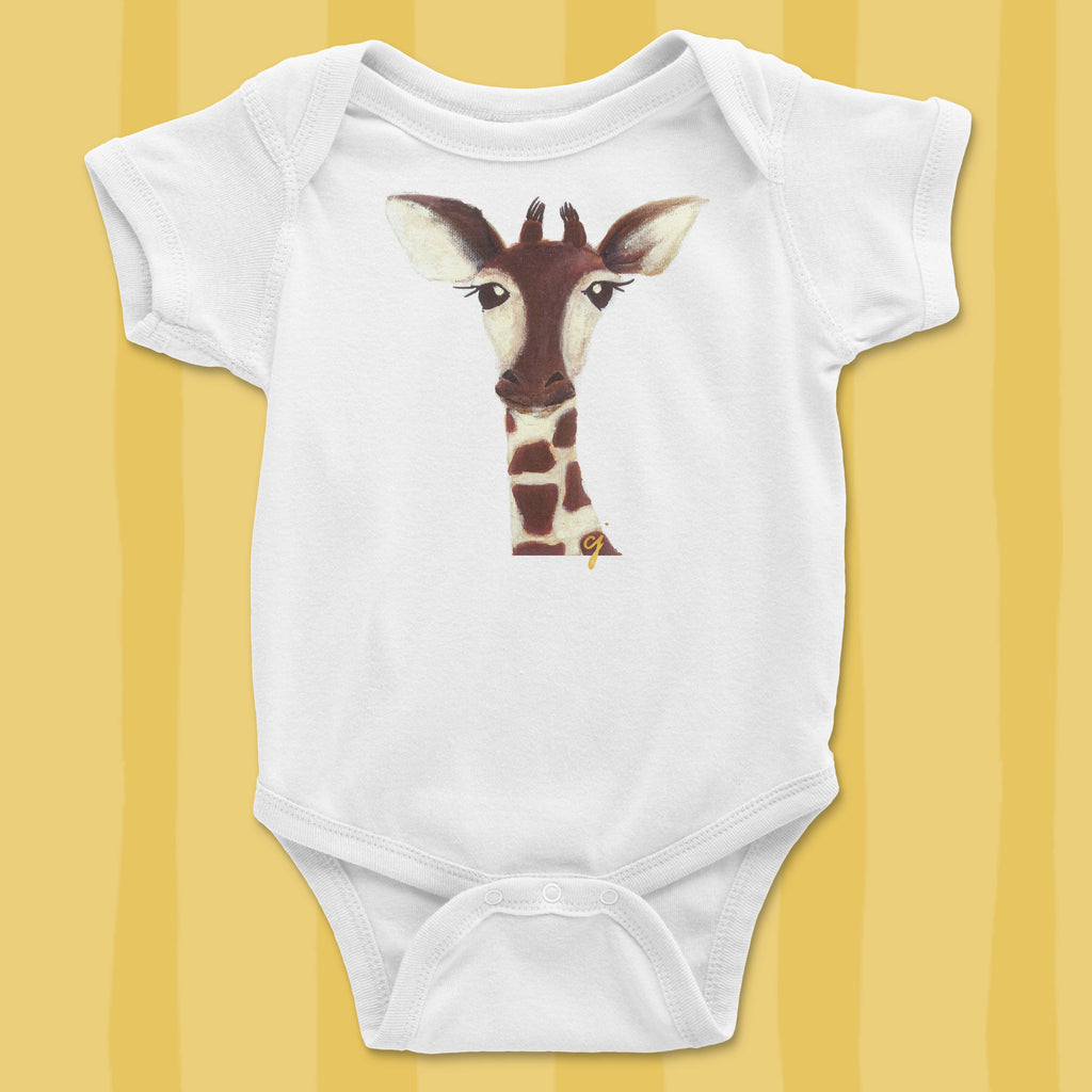 claire jordan designs - giraffe animal baby clothing  onesie (unisex)