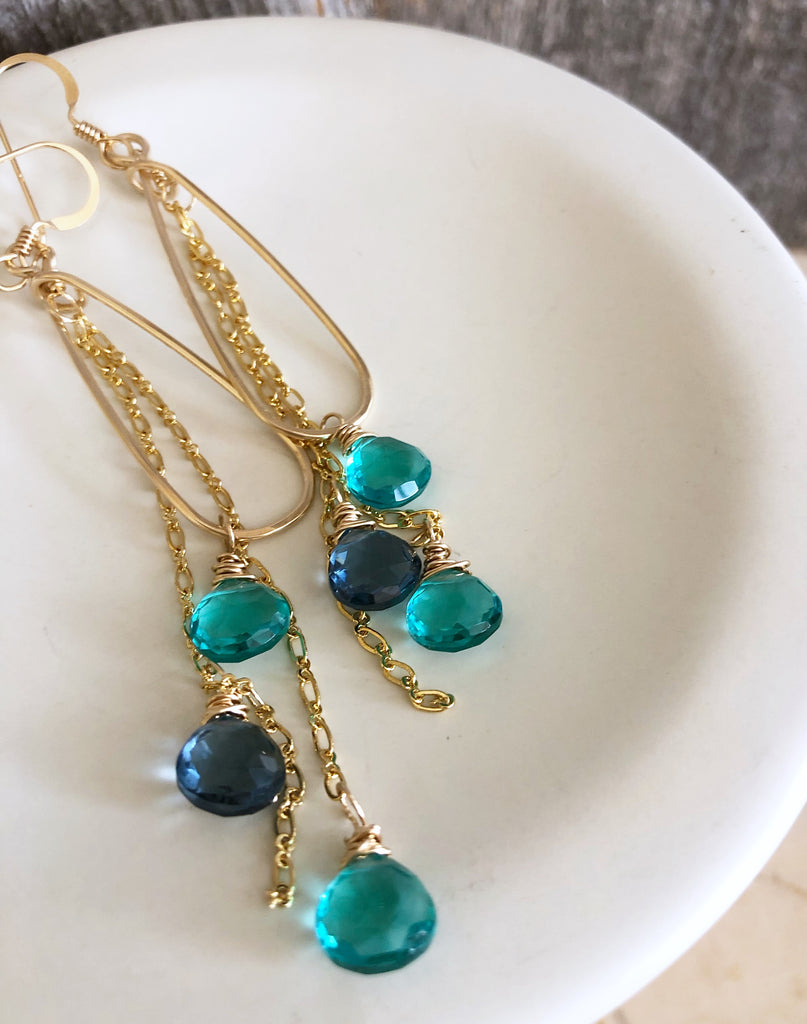 Quinn Sharp Jewelry Designs - Deep Ocean Blue Gemstone Teardrop Earrings