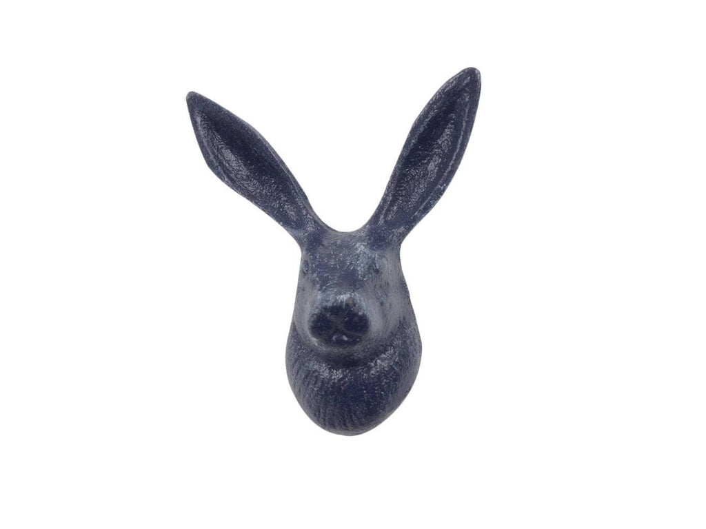 Hampton Nautical - Rustic Dark Blue Cast Iron Decorative Rabbit Hook 5"