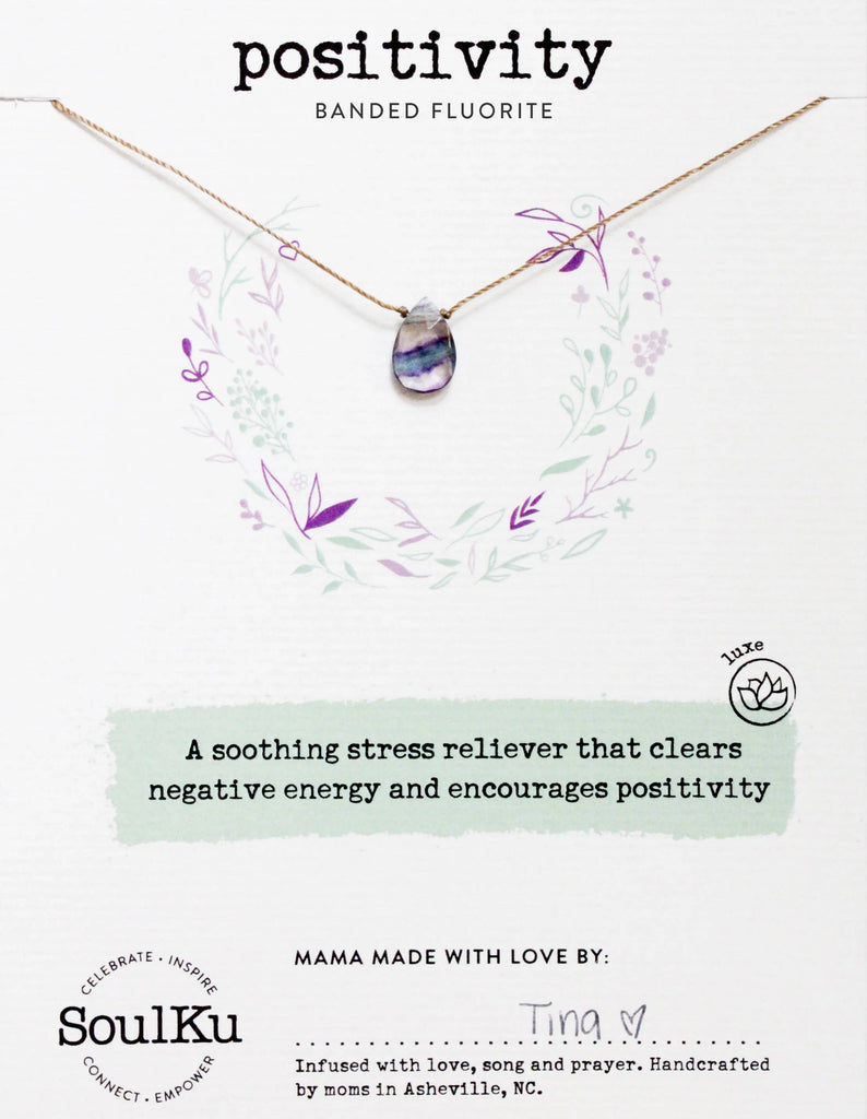 SoulKu - Banded Fluorite Luxe Necklace for Positivity - OLOVE29