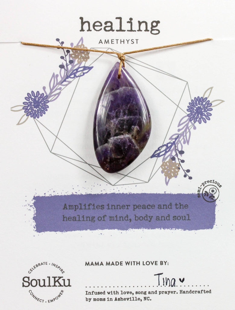 SoulKu - Amethyst Touchstone Necklace for Healing - TCH02
