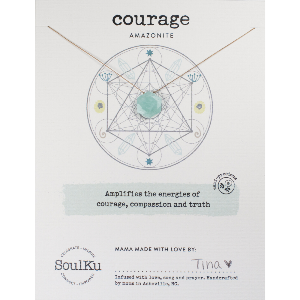 SoulKu - Amazonite Sacred Geometry Necklace for Courage - SCRD01