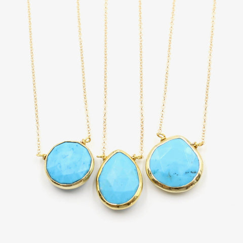 Crafts & Love - Gold Turquoise Teardrop Necklaces